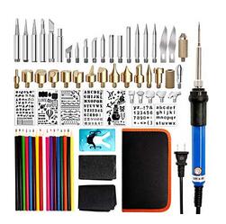 Digital Display Pyrography Pen Set，LZ-80H2 Wood Burning Pen 24 Tips Craft Tool Kits+1 Cucurb 