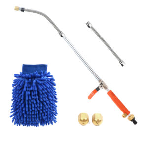 HOTOOLME Hydro Jet Pressure Power Washer Wand - Extendable Sprayer Flexible Water Hose Nozzle for Car and Window Washing with Cleaning Mitt