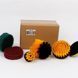 3 Piece Drill Brush + 7 Piece Scouring Pads Cleaning Kit - Electric Drill Cleaning Brush Power Scrubber Attachment Kit for Cleaning Pool Tile,Auto, Kitchen, Bathroom,Ceramic, Seats/Mat